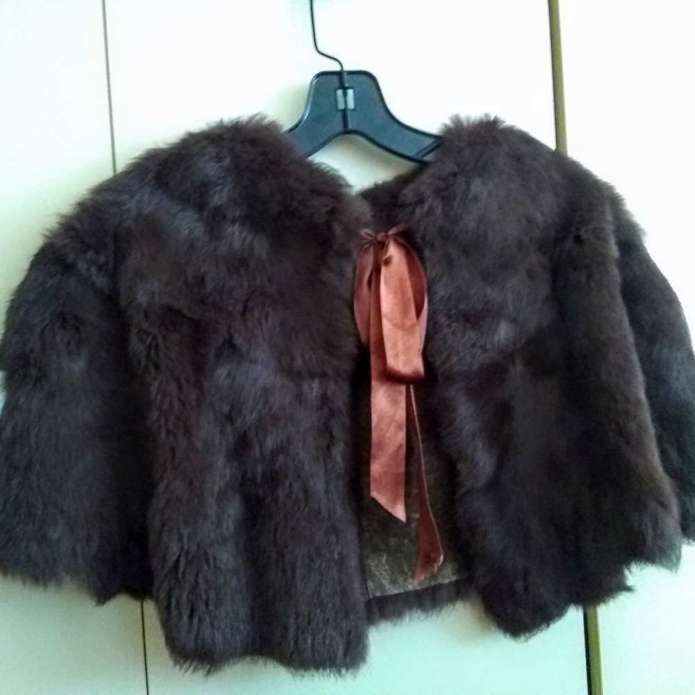 Genuine rabbit fur reversible cape